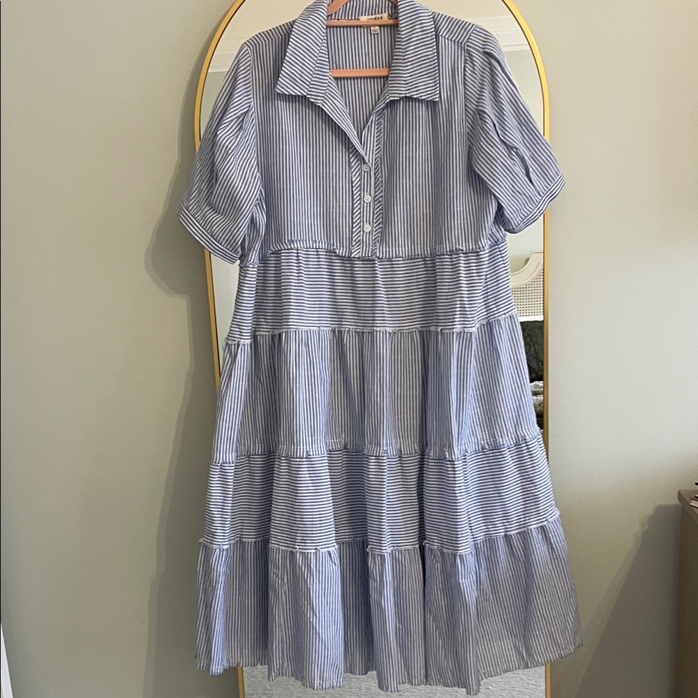 Umgee Blue and White Striped Dress